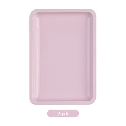 Elegant Stainless Steel Cosmetic Storage Tray for Nail Art and Manicure Tools (Pink)