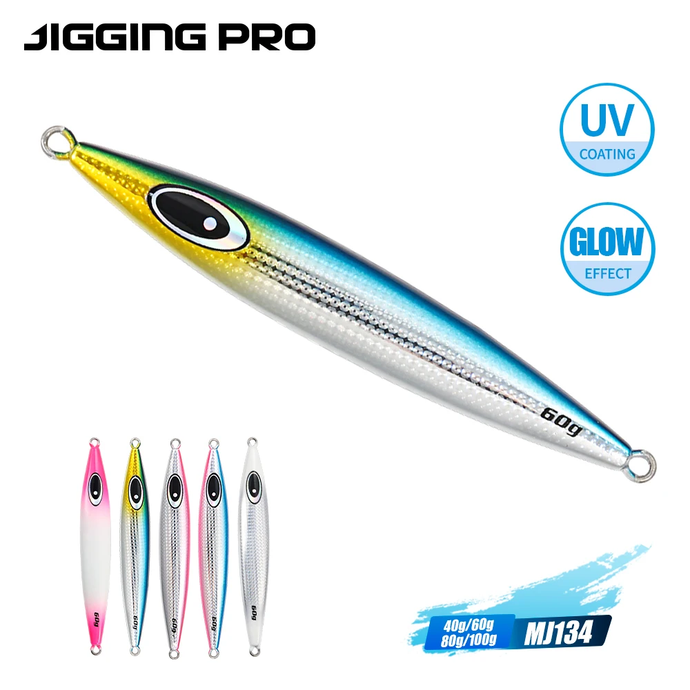 JIGGING PRO Metall Jig Angeln Lockt 40g 60g 80g 100g Langsam Wobble Sinking Jigging Köder meer Angeln Köder Künstliche Köder