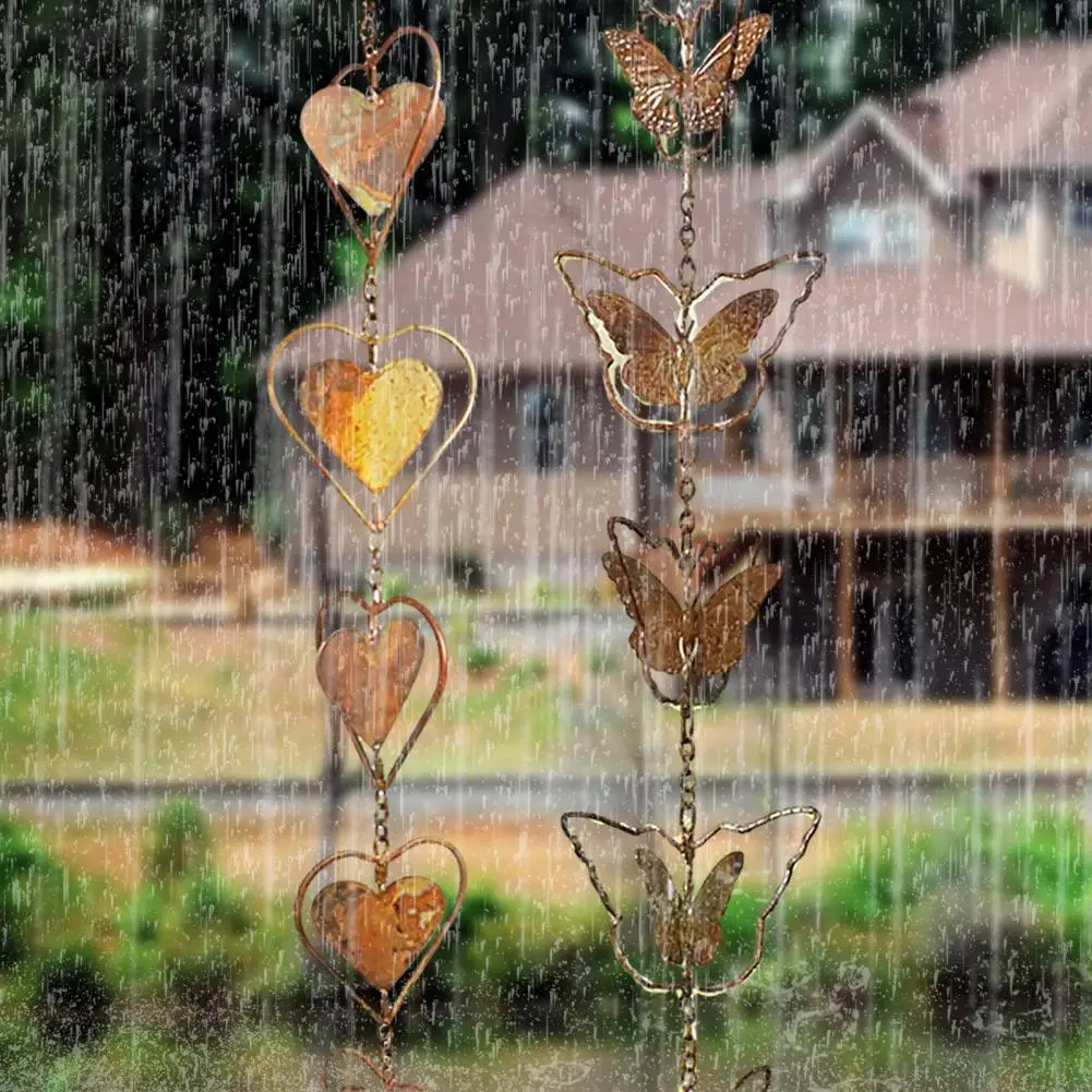 Metal Garden Rain Chain Decorative Long Lasting Steel Leaves Wind Chime Creative Hanging Rain Chain for Garden Outdoor rain chain adapter