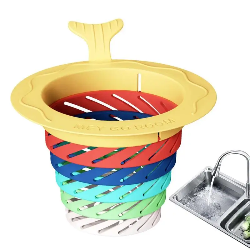 Sink Drain Strainer Colorful Foldable Sink Food Catcher Fish-Shaped Screen Strainer Anti-Clog Kitchen Drain Stopper For Sink