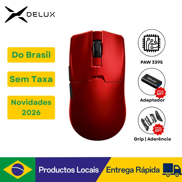 Mouse Gamer Sem Fio Delux M800 Mini Pro Ultra Leve 46g PAW3395