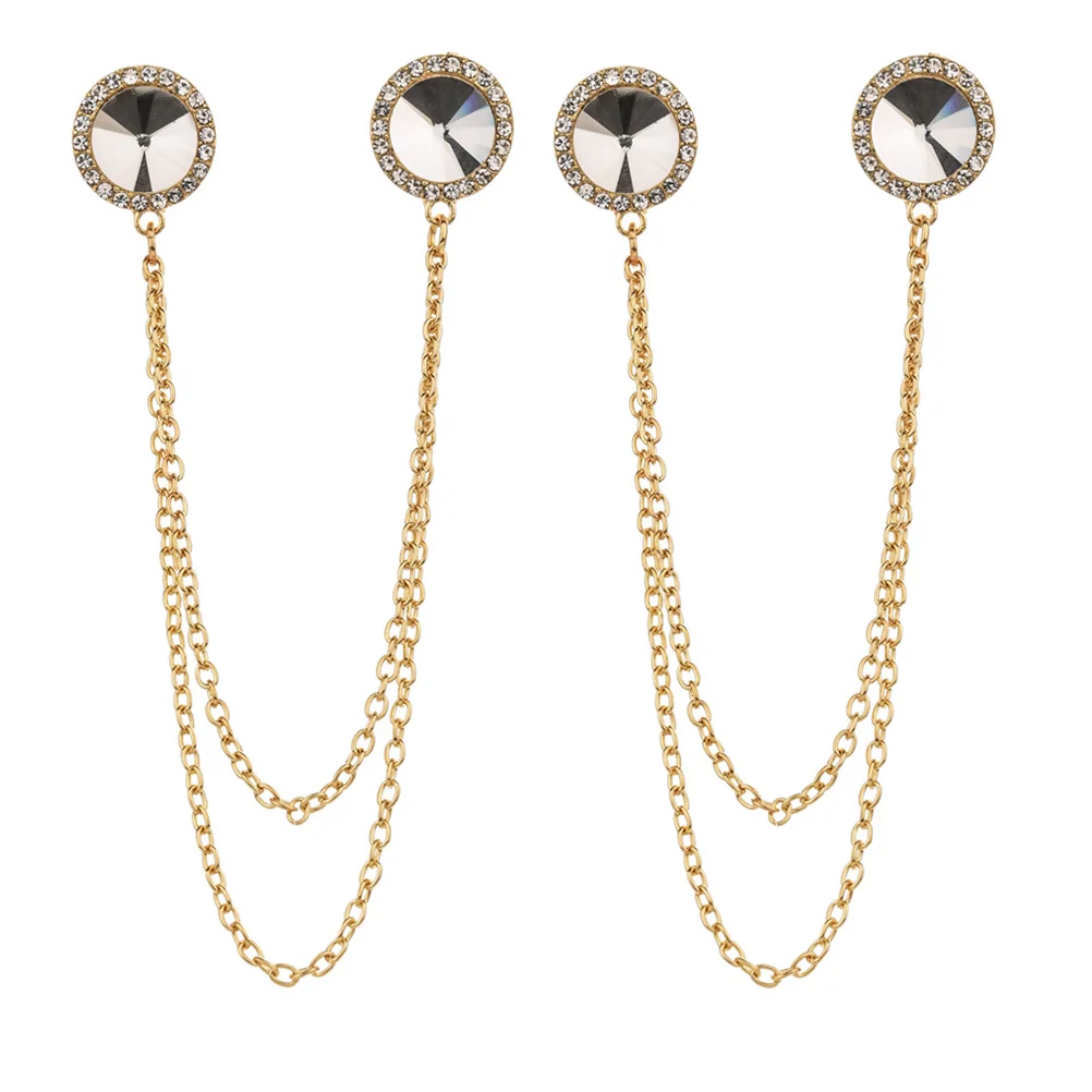 

2 Pcs Collar Clip Sweater Clips Cardigan Chain Shawl Shine Dress Shirt Zinc Alloy Women Garment Cape Clamps Women's Womens