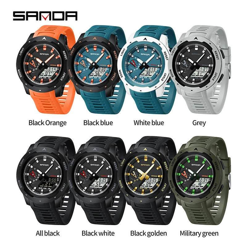 SANDA Fashion Electronic Watch - Multifunctional Waterproof Luminous Digital Timepiece