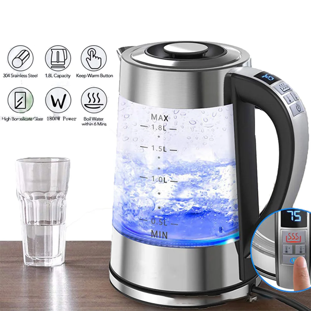 

Multifunction Intelligent Thermostatic Glass Electric Kettle, 220V Automatic Power Off Insulation Household Boilng Water Kettle