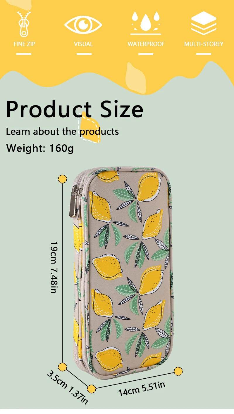 Empty knitting Needles Organizer Yellow Lemon Crochet Hooks Storage Bag Waterproof Rectangle Sewing Tools Accessories Bag