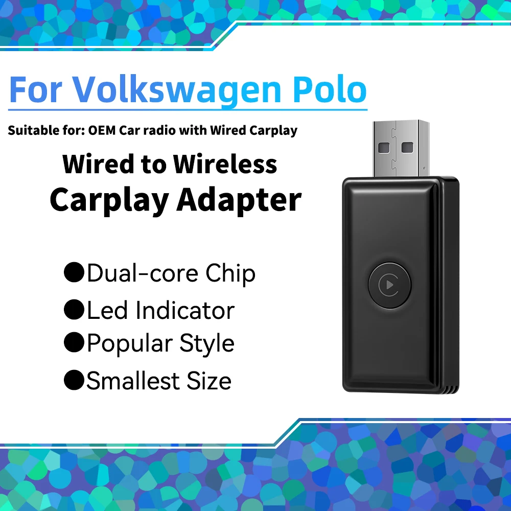 

For Volkswagen Polo Smart AI Box LED Car OEM Wired Carplay To Wireless Carplay Adapter Wireless Car Play USB Dongle Mini Spotify