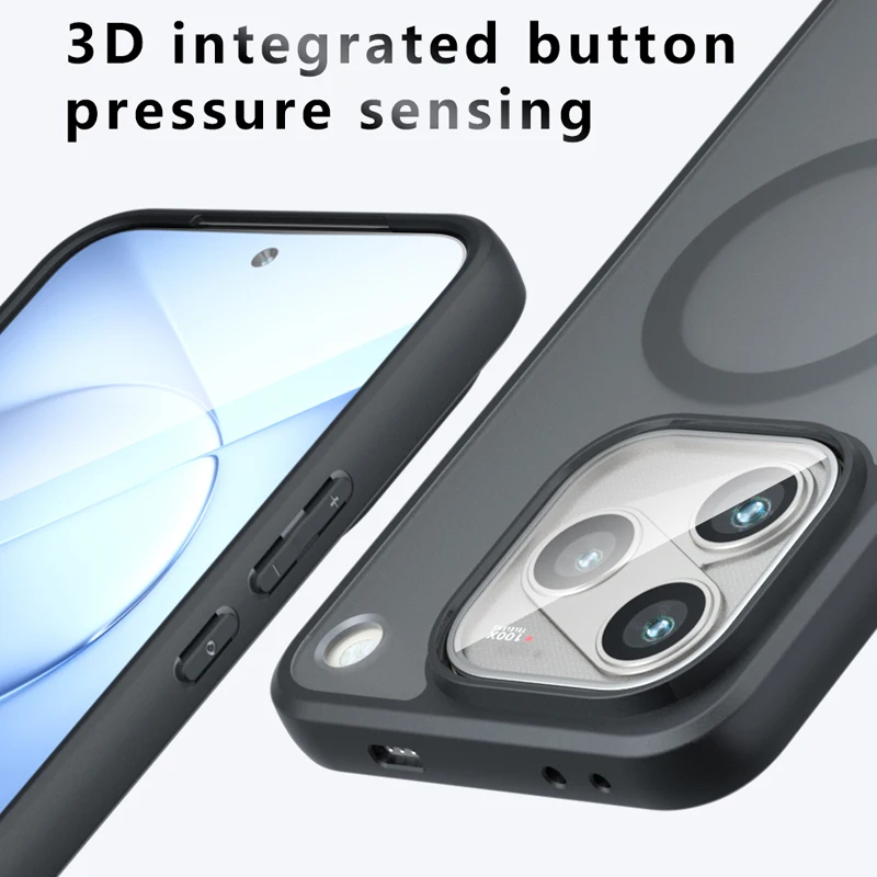 Shockproof Magnetic Matte Phone Case with Anti-Fingerprint Translucent Back Cover