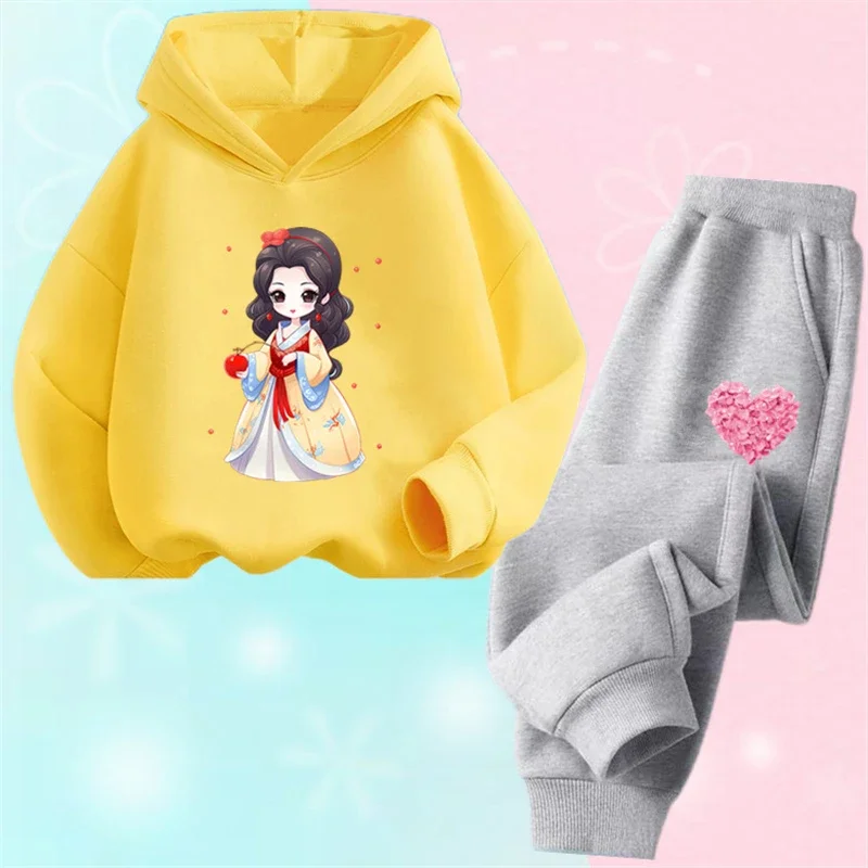 thumbnail image 1 of Conjunto de 2 piezas de sudadera con capucha y pantalones informales para niñas, trajes deportivos para adolescentes, conjuntos de estilo coreano para niños, conjuntos de ropa para bebés bonitos, 1 of 5
