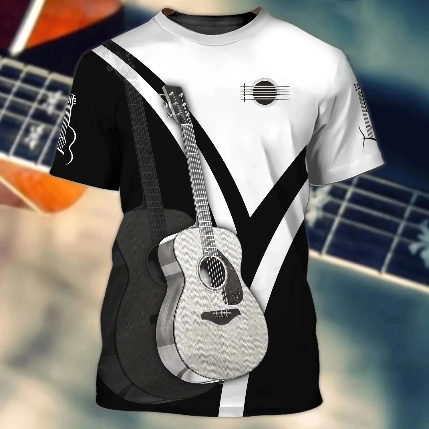 

Guitar 3D Printed T-Shirt Men's Clothing Summer Short Sleeve Trend Personalized Fashion Rock Fans Leisure Tee Shirts