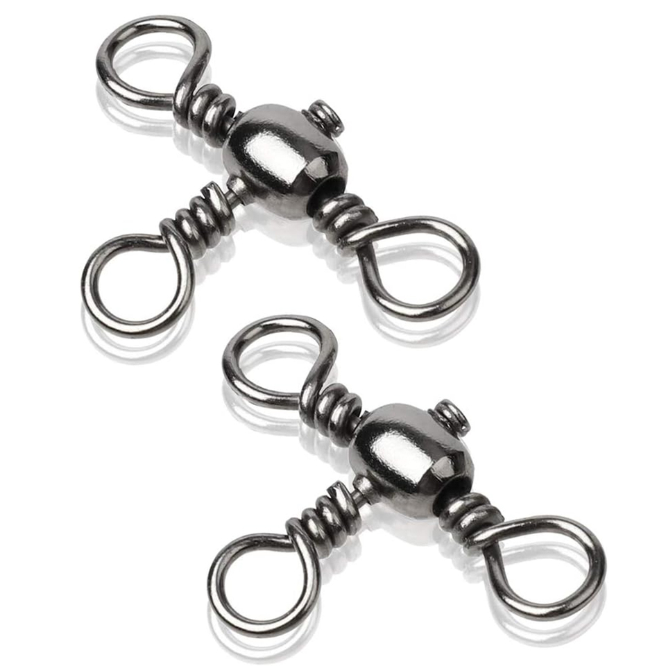 50Pcs Fishing Connector High Carbon Steel Trident Connection Ring 360° Fishing Bait Quick Rotation Ring Fishing Gear Accessories