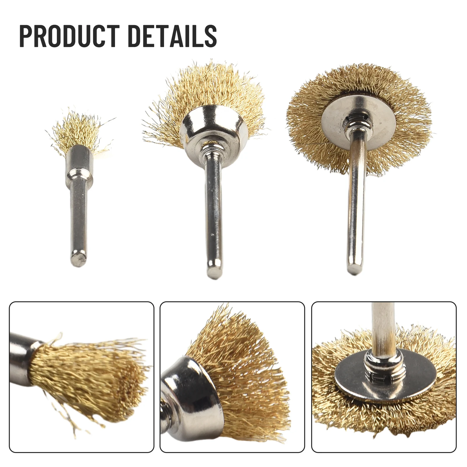 3pcs Copper Wire Wheel Cup Brushes Bits Set Rust Paint Remover Polishing Brushes For Polishing Cleaning Deburring Rotary Tool,cleaning brush,wire brush,stainless steel wire brush,wire brush set,wire cleaning brush,electric wire brush
