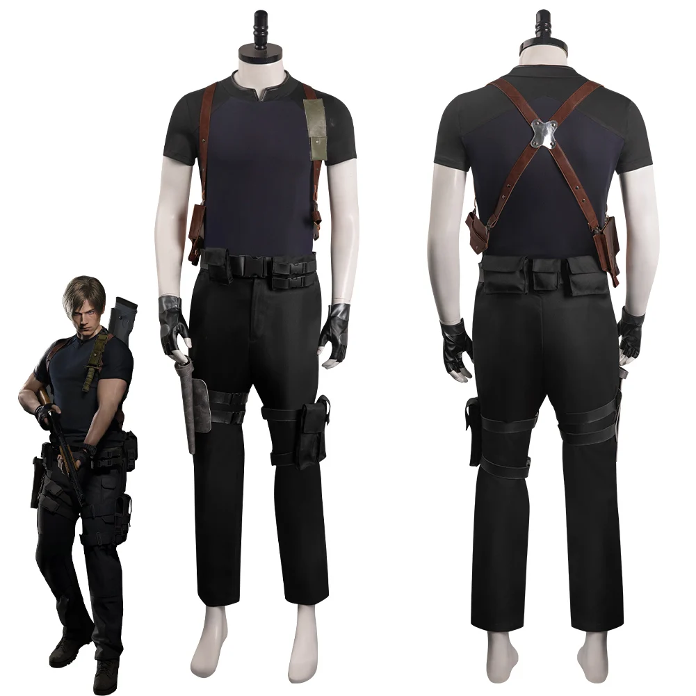 

Resident 4 Leon S Kennedy Evil Cosplay Costume T-Shirt Top Pants Man Clothes Streetwear Outfits Halloween Carnival Suit for Men