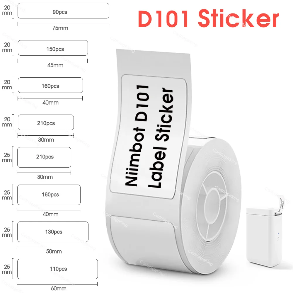 NiiMbot D101 라벨 스티커, D101 프린터 열 라벨 테이프, 방수 접착 라벨 종이, NiiMbot D101 무선 라벨 메이커용