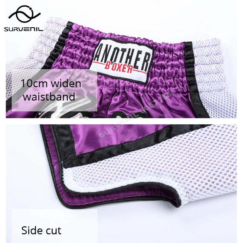 Muay Thai Shorts 2024 New Kickboxing Fight Shorts Breathable Mesh Side Satin Grappling Boxing Shorts Martial Arts Training Gear