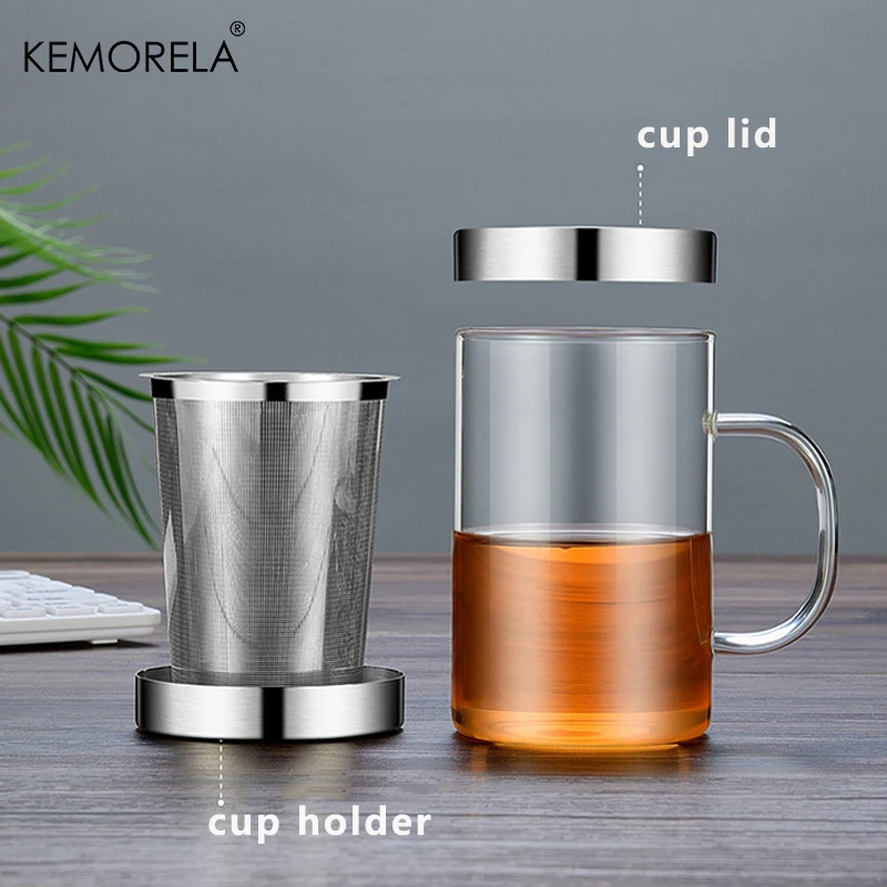 KEMORELA 500ml Glass Cup Tea Infuser Mug Borosilicate Glass Tea Mug With Stainless Steel Infuser Home Office Coffee Drinkware coffee cup tea cup coffee mug