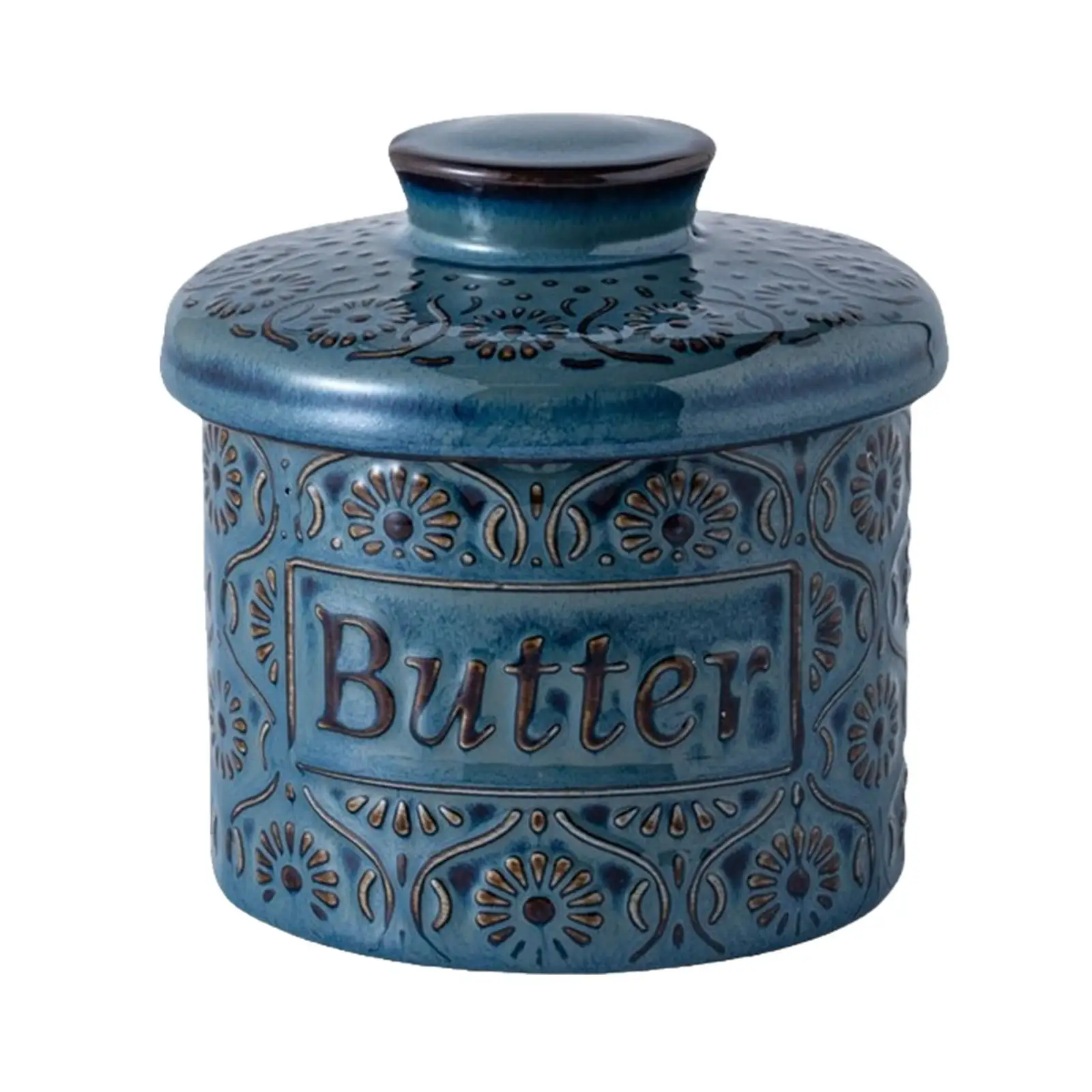 Ceramic Butter Crocks with Water Line for Spreadable Butter with Lid