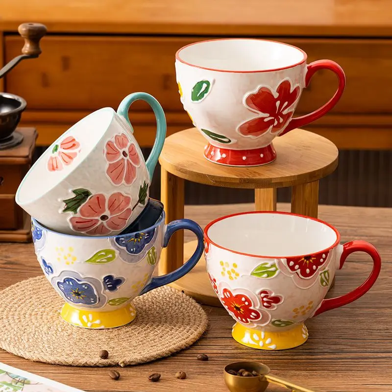 Tazza da caffè Vintage tazze in ceramica in stile giapponese unico, tazza  da colazione dipinta a mano da 500ml regalo creativo per gli amici -  AliExpress