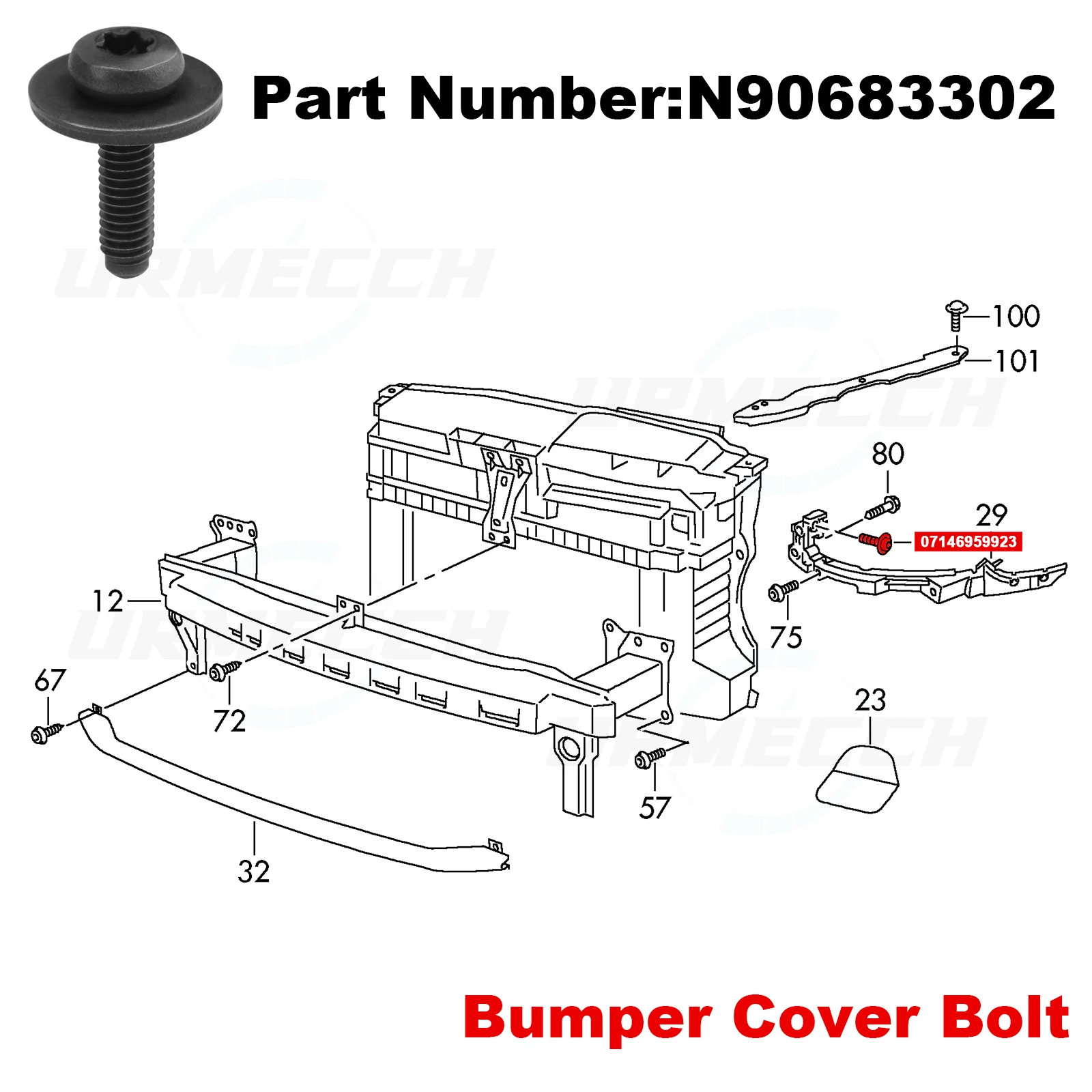 Headlamp Assembly Screw Bolt For Audi Volkswagen