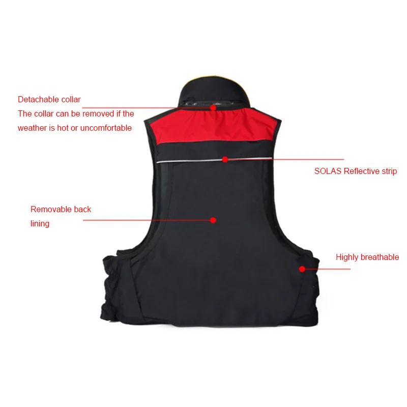 Description Picture 6 of itemProfessional Fishing Life Jackets Brand Life Vest with Detachable EPE Foam 250lbs High Buoyancy Big Pocket Whistle Surf 400D