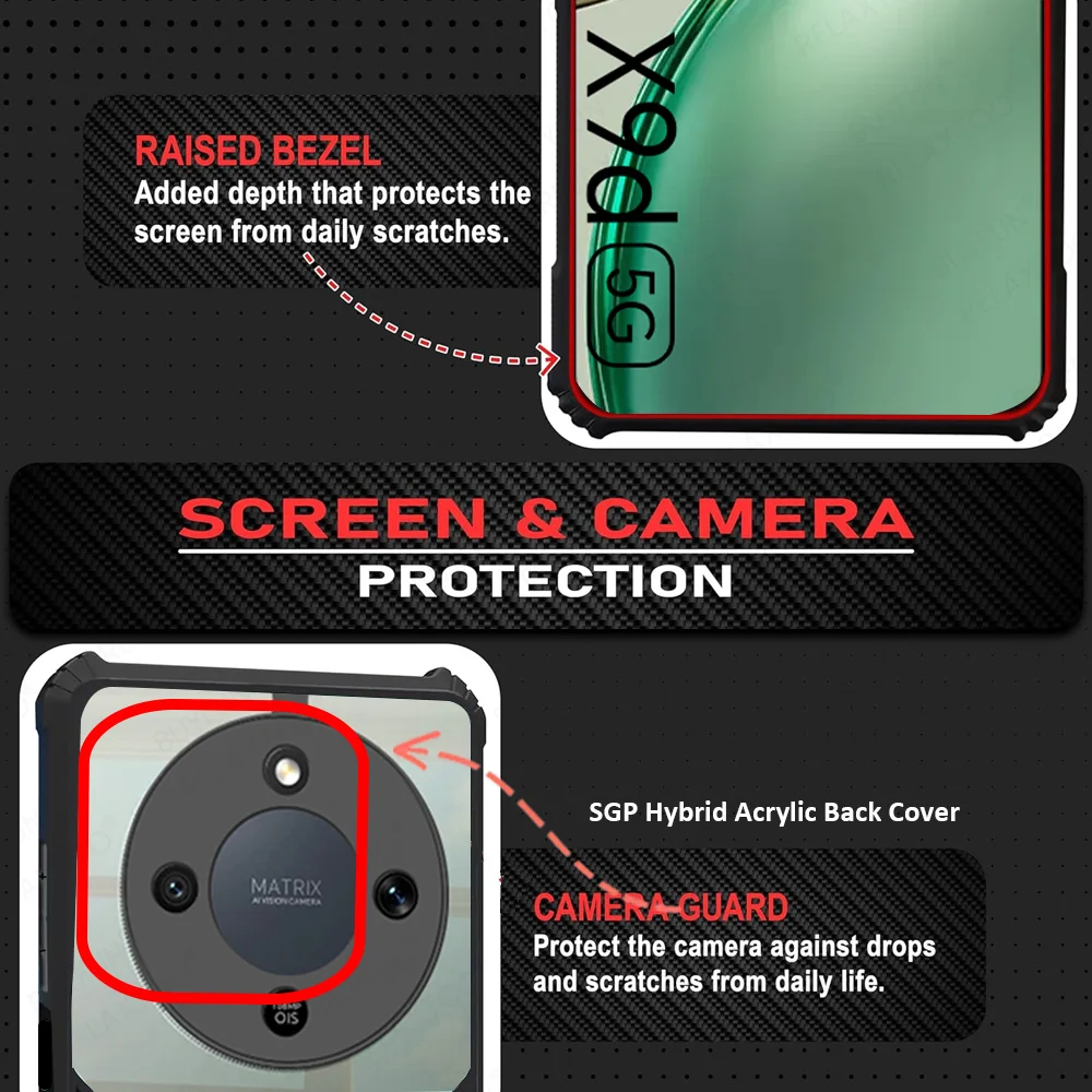 Shockproof Clear Hard Acrylic Back Cover with Ring Bracket Stand & Bumper Protection