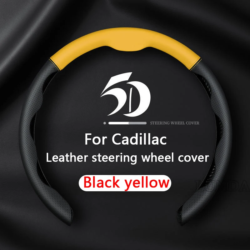 

Genuine Leather Car Steering Wheel Cover Ultra-thin Breathable 38cm For Cadillac XT4 XT6 CTS DTS STS XTS ATS BLS SLS CT5 CT6 XT5