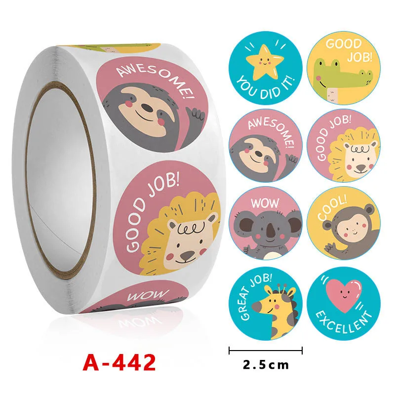 500pcs Cartoon Animal Children Sticker Label Thank You Stickers Cute Toy Game Tag DIY Gift Sealing Label Decoration Supplies 1 2 3 4 rows matte silver sticker blank pet labels for thermal transfer printer barcode sealing stickers office supplies