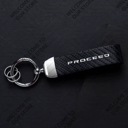 Sleek Carbon Fiber Leather Keychain with Zinc Alloy Accent (For PROCEED Emblem)