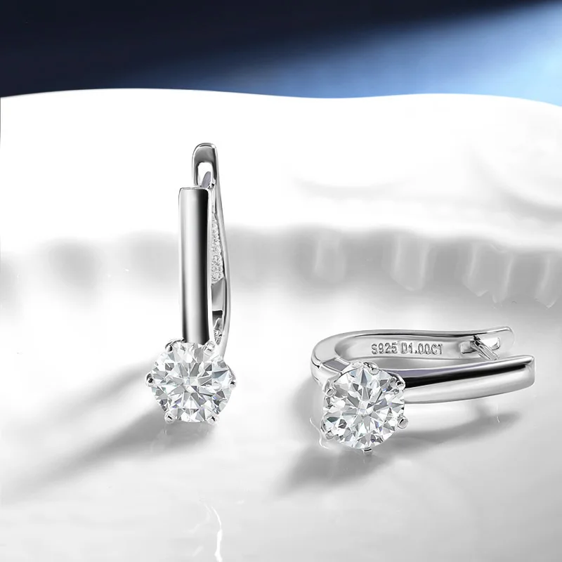 Tbcyd moissanite女性用イヤリング Tbcyd moissanite hopsイヤリング女性用、シングルストーン、6