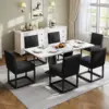 Mid Century Linen Dining Chairs Set of 6, Modern Upholstered Dinner Chairs with Metal Frame for Restaurant, Dining Room, Kitchen 1