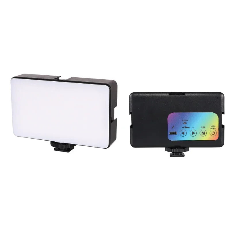 미니 스퀘어 RGB 사진 조명 패널, 휴대용 충전 셀카 LED 램프, 풀 컬러 포켓 필 라이트, 모바일 사진
