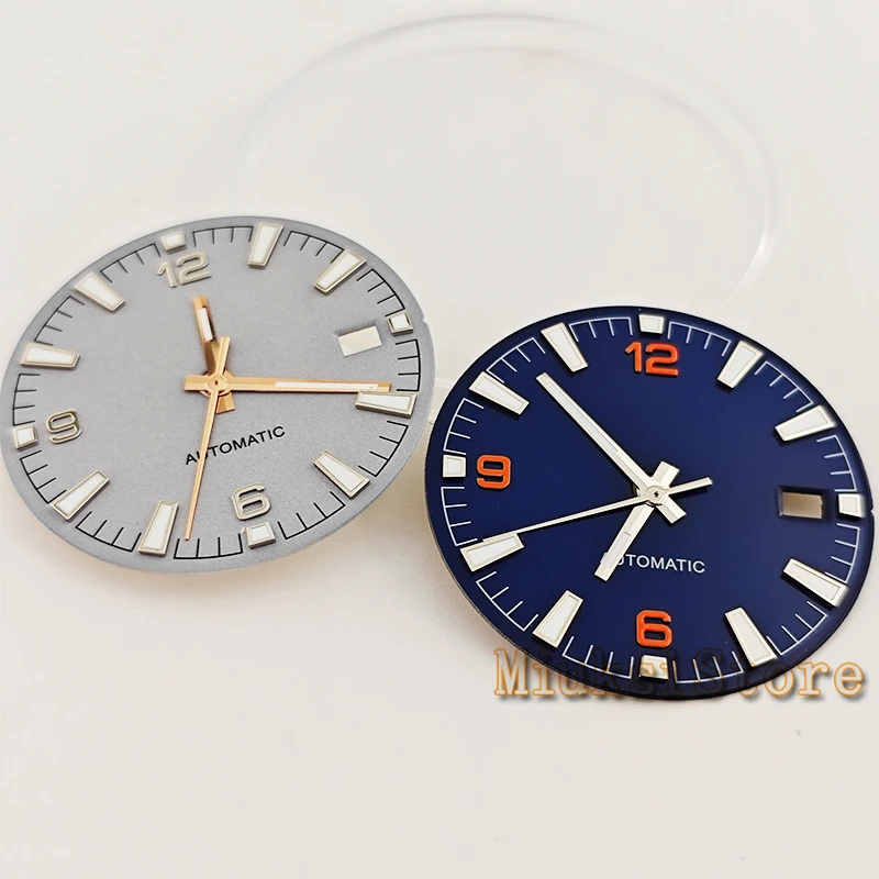 Black and White Watch Dial with Green Luminous Markers, 31mm