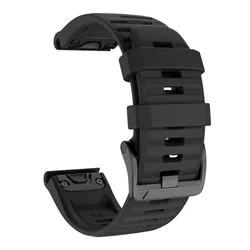 Silicone Quickfit Smartwatch Band - 26mm/22mm Watch Bracelet Strap Adjustment - Forerunner 955 945 (Black)