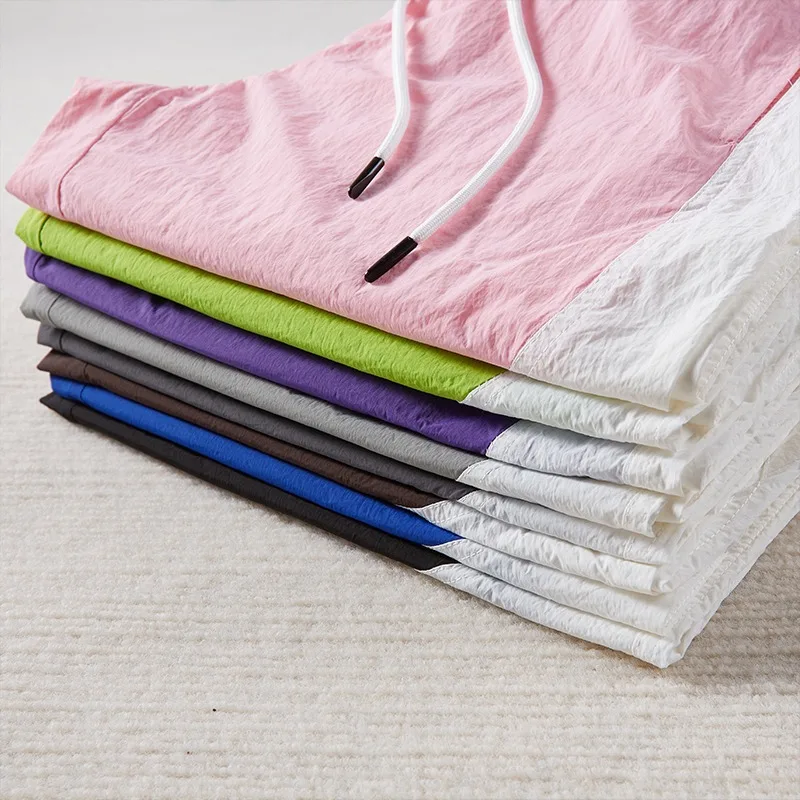 2024 Beach Pants Couple Splicing Summer Thin Ice Sports Casual Shorts for Men and Women Outdoor Breathable Loose Men's Clothing