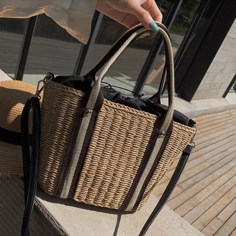 SummerHandmadeWovenWomenBags，StrawBeachBagRattanKinttedHandbagsTotesBohemiaLadiesBasketCrossbodyShoulderBag-AliExpress1524