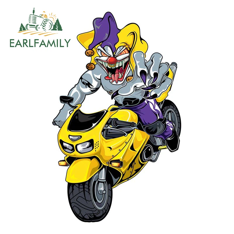 Earlfamily 13Cm X 8Cm Sport Bike Jester Biker Sticker Cartoon Moto Car Styling Window Bumper Car Sticker Evil Clown Decal