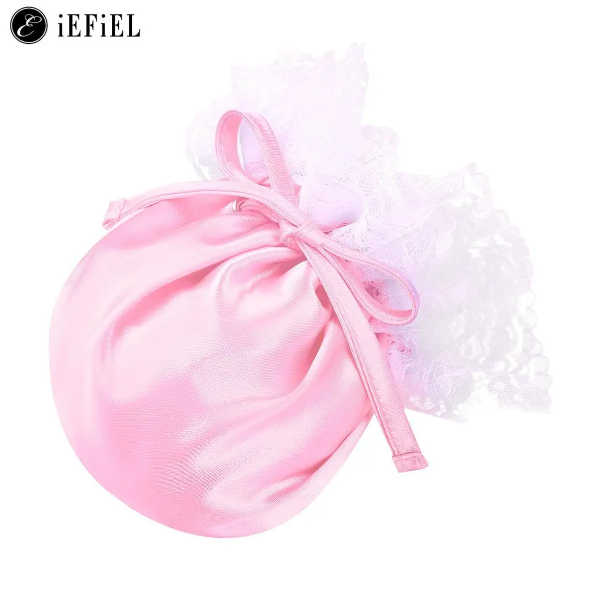 

Men's Shiny Satin Floral Lace C-String Mini Briefs Frilly Ruffle Drawstring Panties Sissy Lingerie Underwear