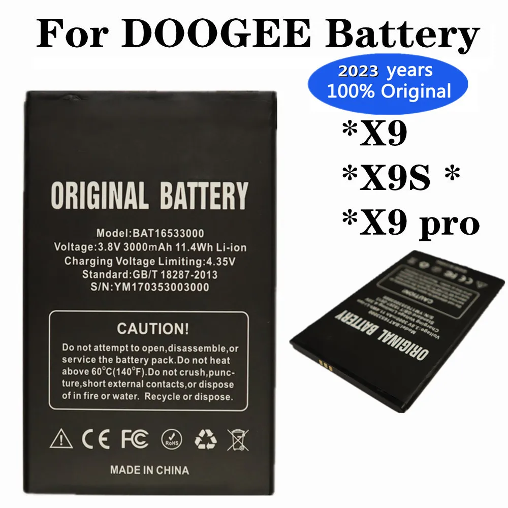 

2023 Years 3000mAh BAT16533000 Original Battery For DOOGEE X9 / X9S X9 S / X9 pro X9pro 5.5inch Mobile Phone Bateria Batteries