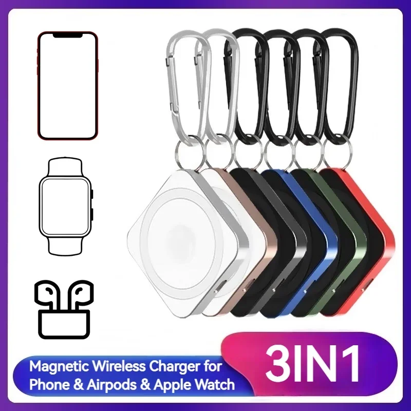 Caricabatterie Wireless Magnetico Portatile 3 In1 Per Apple Watch Airpods Pro Tipo C Cargador Di Ricarica Per Iphone 11 12 13 14 15 Pro Max
