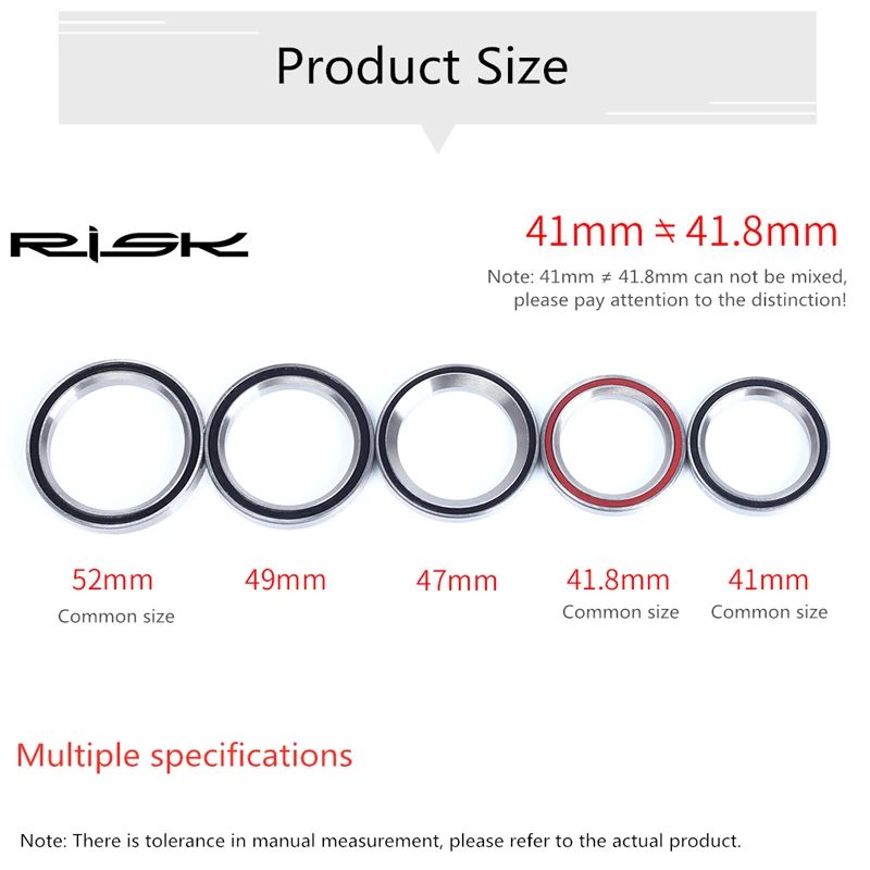 Bike Headset Bearings RISK 41/41.8/47/49/51/52mm MTB Road Bicycle Repair Steel Parts Accessories
