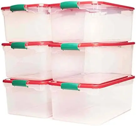 

Quart Secure Seal Latching Extra Large Clear Plastic Storage Tote Container Bin w/ Red Lid for Home, Garage, & Basement Orga Sug