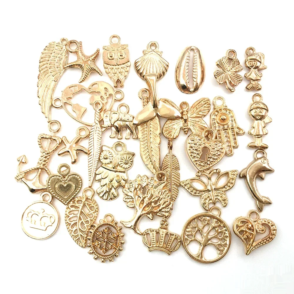 DIY Jewelry Bracelet Mix Tibetan Alloy KC Charm for Jewelry Making Earrings Necklace Pendant