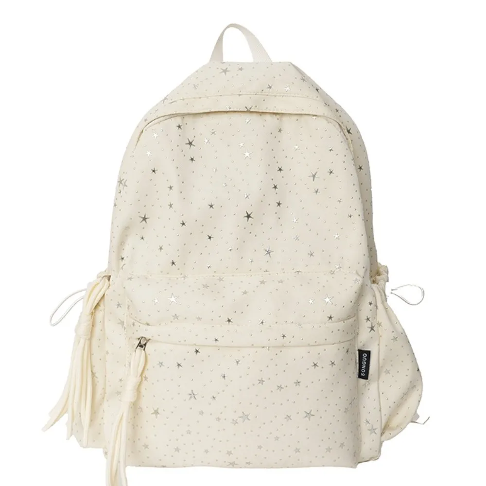 Oxford Cloth Star Backpack Large Capacity Multi-pockets Student School Bag Korean Style Solid Color Travel Rucksack 4