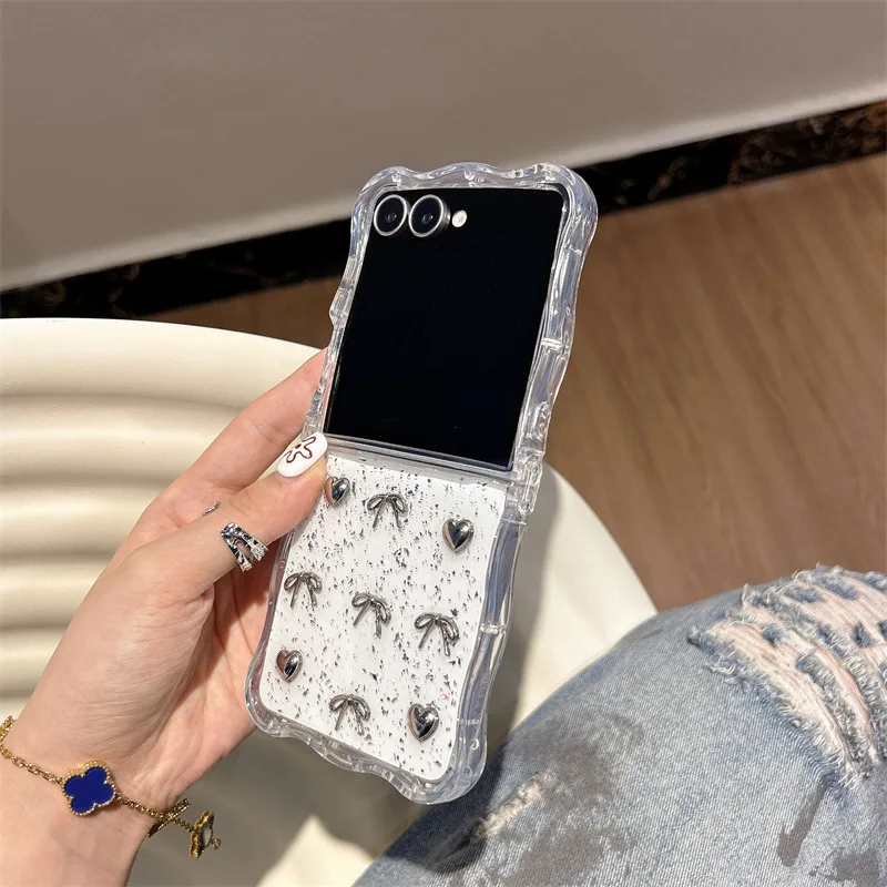 Luxury Glitter 3D Love Heart Bowknot Phone Case with Lanyard - Shockproof Cover