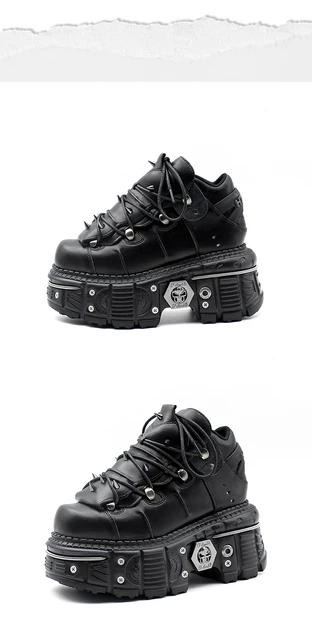 Gothic Ankle Rock Boots 2025 Woman Metal Decor Platform