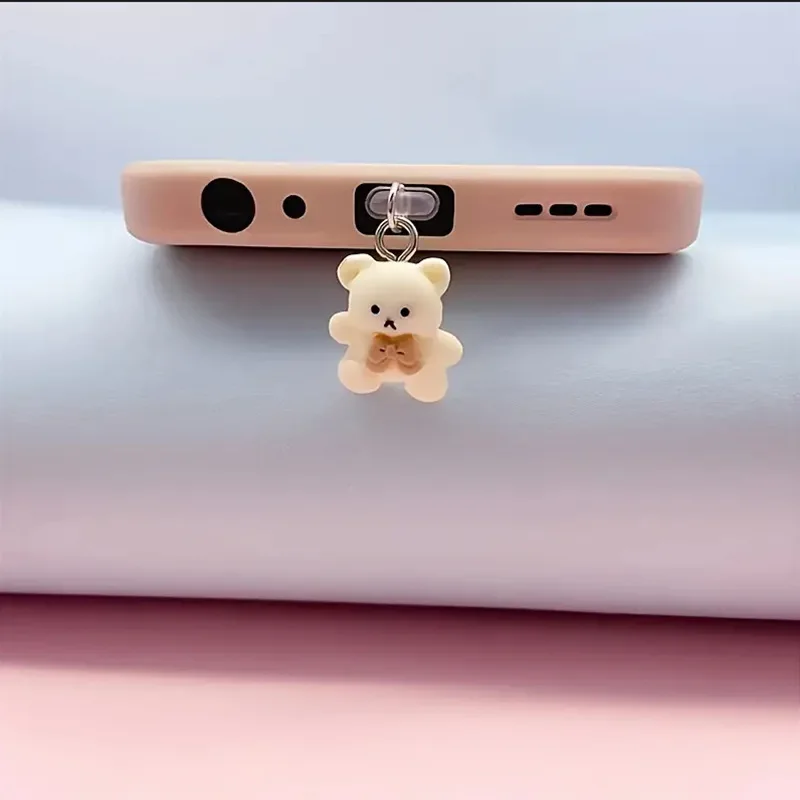 Cute Bear Phone Dust Plug For Iphone For Samsung Type-C