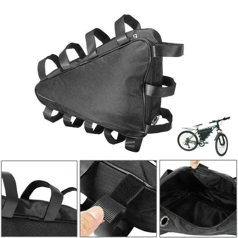 Bolsa Triangular Para Marco De Bicicleta YJS - Impermeable, Con Correas De Velcro, Color Gris, Almacena Herramientas Y Objetos Pequeños