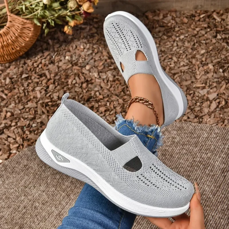 Women Mesh Vulcanize Shoes Breathable Sneakers Slip on Light Outdoor Walking Casual Shoes