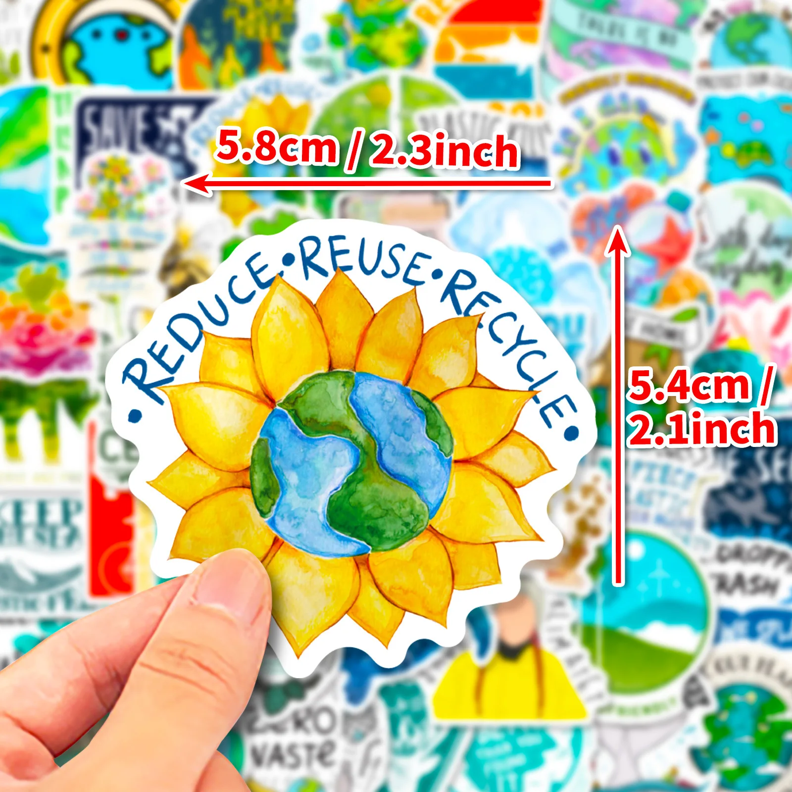 50pcs Nature Green Earth Protection Stickers Environmental Protection Trolley Case Notebook Stationery Waterproof Stickers