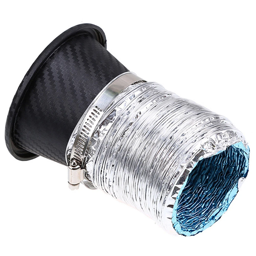 ABS Carbon Fiber Texture Universal Car Front Bumper Turbo Air Intake Pipe Funnel Kit Inlet Cold System Modification Accessories air intake kit