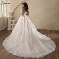 BEPEITHY Customized A-Line Champagne Wedding Dresses 2025 Spring V Neck Sleeveless Romantic Bride Ivory Bridal Gown Vestidos 2